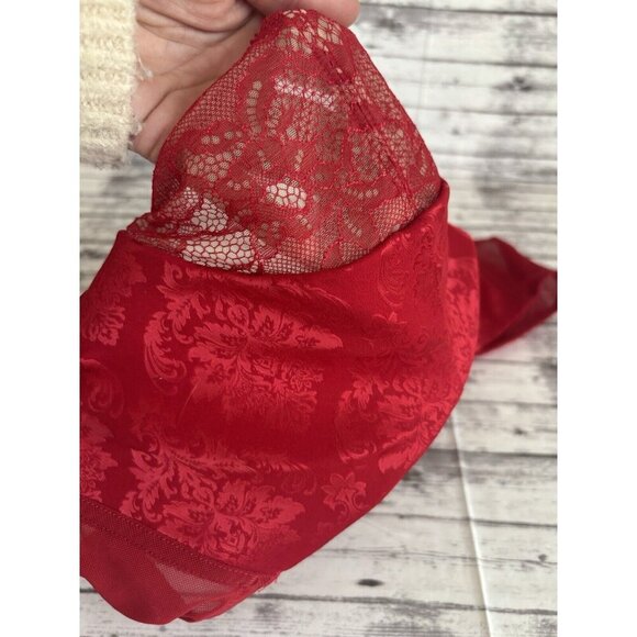 Casique Women's Brocade Satin And Lace Underwire Bra Size 44C Red No Padding - Picture 3 of 9